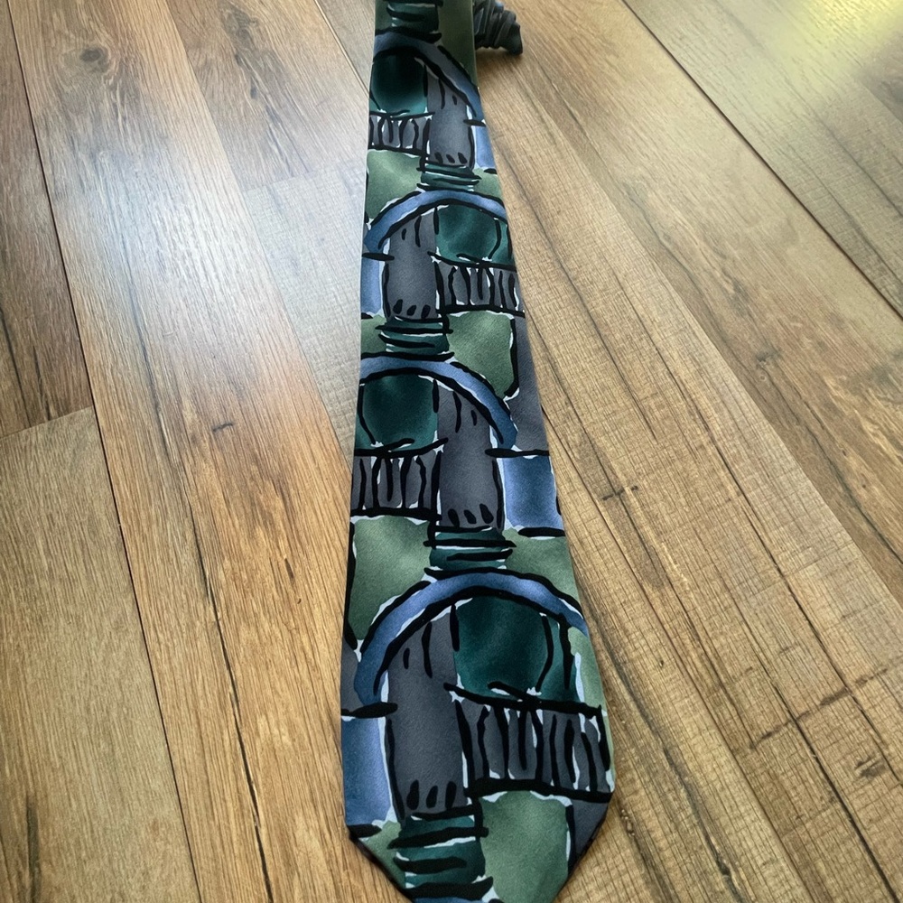 J. Garcia Green and Blue Artistic Silk Tie